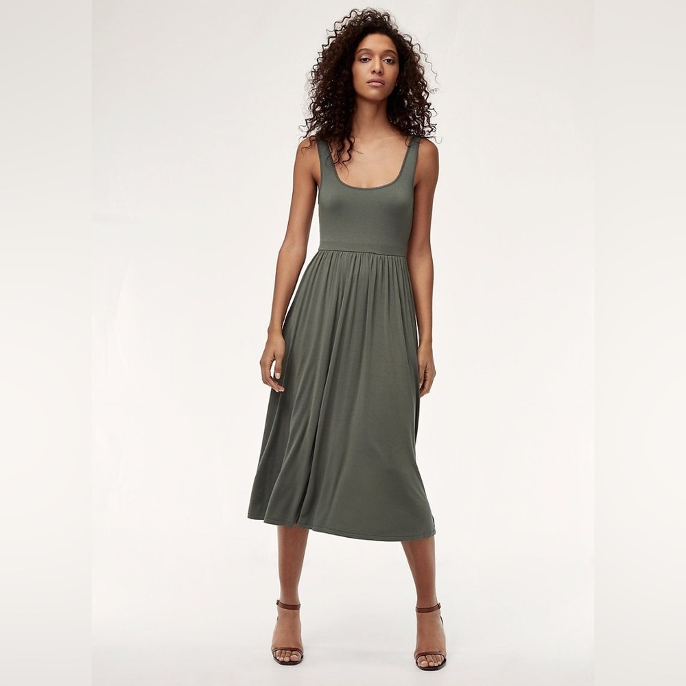 ARITZIA WILFRED green midi dress Elegant Gray Sleeveless Dress assonance small - Picture 1 of 14